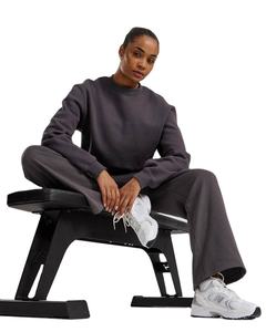 Sweat-shirt à col rond en graphite pour femmes, poignets côtelés, épaules tombantes, broderie, décoration, sweats à capuche pour l'hiver, nouvel arrivage - Product Image 2