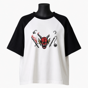 Camiseta de Algodón Oversize para Mujer, Manga Raglán, Cuello Redondo, Manga Corta, Estampada, Corte Holgado, para Todas las Temporadas - Product Image 1
