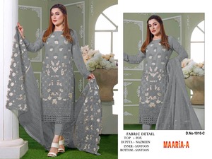 Salwar Kameez-Bordado de zorros pesados, proveedor y distribuidor Dupatta indio, Georgette, novedad - Product Image 4