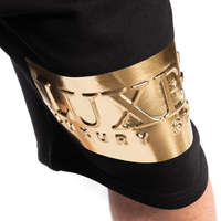Shorts de sport Streetlab pour homme, taille élastique, en molleton 100% coton respirant, avec motif doré en relief, noir