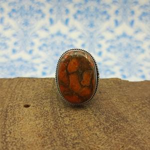 แหวนเงินแท้925สีเงินออกแบบได้ตามต้องการพร้อมแผงพลอยเทอร์ควอยซ์สีส้มทองแดงสำหรับงานแต่งงานและงานเลี้ยง - Product Image 4