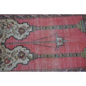 พรมปูพื้นขนแกะสีเบจสีแดงสไตล์วินเทจขนาด29x56ฟุตทรงสี่เหลี่ยมผืนผ้าขนาดใหญ่ดีไซน์โถงทางเดินยาว10มม. พรมข้างเตียงห้อง - Product Image 5