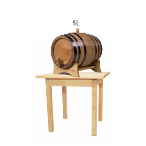 Barril de Tequila de 5 litros de madera con anillo de borde negro Acabado de laca para tambores Colección de cubos y barriles - Product Image 1