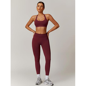 Ensembles de yoga réversibles durables 2 pièces Tissu respirant extensible dans les quatre sens Haut de sport Leggings Léger Écologique Entraînement - Product Image 6