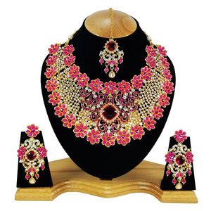 Ensemble de bijoux en alliage de cristal de forme florale de style vintage, collier, boucles d'oreilles, serre-tête pour femmes, mariage, fiançailles, fête - Product Image 1