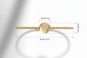 กำไลข้อมือประดับเพชรและทองคำ 14K รูปอักษรย่อแบบเทพนิยาย |   เพชรทรงบริลเลียนต์คัต 0.07 กะรัต - Product Image 2