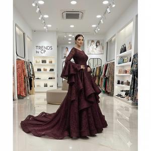 2025 Wholesale Elegant <b>Purple</b> Evening Gown with Bell Sleeves, Intricate Beading & Sequins - TREND by CP Luxury Formal Maxi <b>Dress</b> - Product Image 4