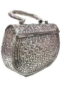 Bolso de mano de Metal plateado tradicional especial para mujer con asa metálica para fiestas, bolsos de mano para recuerdo de boda - Product Image 4