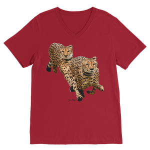 Cheetah Brothers Premium V-Neck T-<b>Shirt</b> 100% Organic Cotton Breathable Jersey Fabric with Pattern <b>Compressed</b> Features - Product Image 5