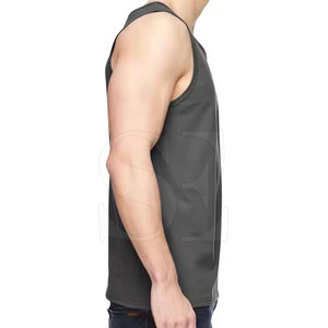 Custom Made Plus Size Men's Workout Tank Top Breathable Gym Vest Low Price Screen Printed Knitted Sleeveless Shirt - Product Image 3