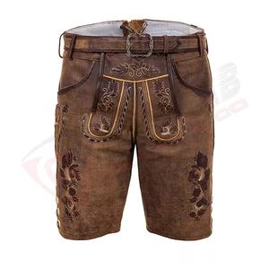 Custom Logo and Design Latest German-Bavarian Men's-traditional Goatskin-Leather Bavarian-Embroidery-suits <b>Shorts</b> With-<b>Belts</b> - Product Image 1