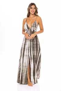 2023 élégant cravate teinture Maxi robe de haute qualité longue soirée Sexy dos nu conception Boho Chic été Style parole longueur naturel - Product Image 4