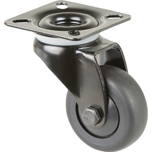 Caster Wheel 50mm Diameter 50kg Load Capacity Swivel with Mounting Plate Ball Bearing Black Rubber by BS Casters - Product Image 1
