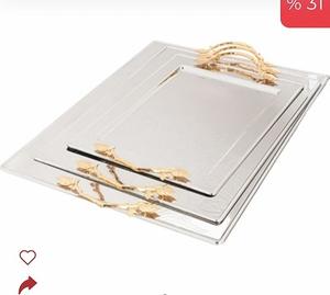 Metal <b>Fancy</b> <b>Chocolate</b> Tray Rectangle Shape Handmade <b>Chocolate</b> Platter Silver Finished New <b>Chocolate</b> Tray - Product Image 3