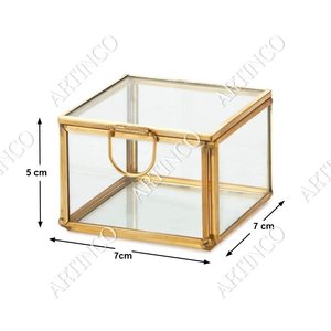 Decorative Transparent Glass and Brass <b>Memory</b> <b>Box</b> for Jewelry Coins & Trinkets - Product Image 2