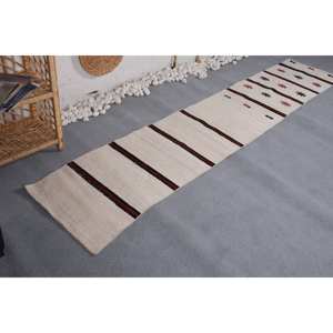 Alfombra de lana turca a rayas blancas y negras clásica moderna, alfombra para sala de estar de 1,8x9,5 pies con respaldo de látex para adolescentes - Product Image 2