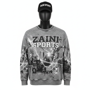 Sweat-shirts en molleton de coton premium 330 GSM gris, imprimé graphique urbain, logo personnalisé, impression DTG, doux, chaud, décontracté, basiques - Product Image 1