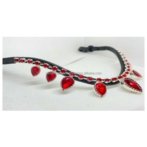 Bracelet de sourcils de cheval en cuir noir, tendance, boucles réglables, hauts pendentifs rouges, chaîne pendante, accessoire de mode, nouvelle collection - Product Image 6