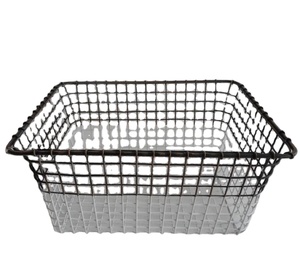 Panier à couverts rectangulaire en fil de fer noir et blanc pour la cuisine Panier de rangement en treillis métallique personnalisé pour articles de cuisine - Product Image 1
