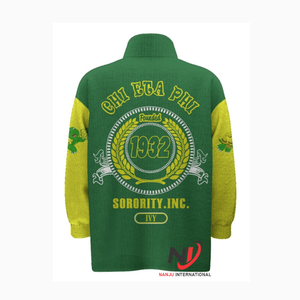 Chaqueta de béisbol personalizada estilo tortuga Chi Eta Phi | Ropa de abrigo de hermandad de estilo universitario con letras griegas bordadas | MOQ 10 - Product Image 4