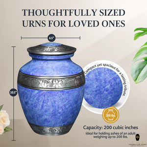 Urne funéraire pour adulte, bleu argenté, style européen et américain, 220 pouces cubes, écologique, durable, design personnalisable - Product Image 5