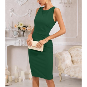 Robe côtelée col rond moulante décontracté basique robes de sortie femmes tricot Midi 2024 automne robe débardeur à manches longues - Product Image 4