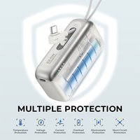 LISEN Diseño popular Cable USB C incorporado 10000mAh Mini banco de energía 22,5 W Cargador portátil Lápiz labial Batería para viajes al aire libre