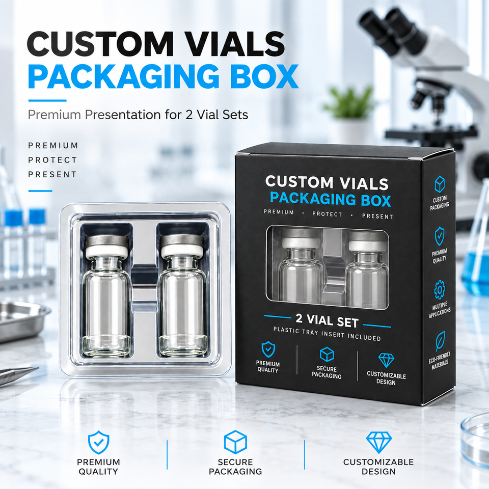 Custom 2 Pack 3ml/10ml Vial Packaging Box Clear PET Plastic Tray Insert ...
