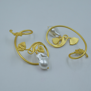 Latest Fashion Handmade Gold Plated Brass Mop Stone <b>Stud</b> Earrings Women's Jewelry M I CREATIONS Classic gold plated - Product Image 4