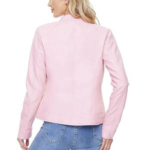 Chaqueta de Cuero para Mujer, Talla Grande, Cuello Redondo, Impresión de Logotipo Personalizado, Chaqueta de Invierno de Alta Calidad, Transpirable, Rellena de Algodón, Resistente al Viento - Product Image 4