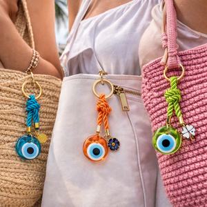 Juego de 3 llaveros de ojo turco con diseños de amuletos coloridos y variados, llavero Nazar de 3 cm, juego de regalo de recuerdo turco de acero inoxidable KEC-D2 - Product Image 4