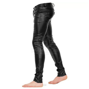 Pantalon en cuir véritable décontracté pour hommes le plus vendu nouveauté taille haute Style droit disponible pour la vente en gros - Product Image 3