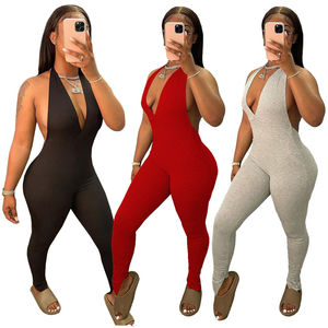 Monos Ajustados de una Pieza al por Mayor para Mujer, Ropa de Fiesta, Monos con Logotipo Personalizado, Mono Sexy de Punto para Ropa de Mujer - Product Image 1