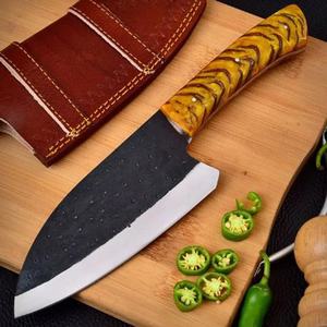 Cuchillo de Cocina JEXMOO, Hecho a Mano, de Acero al Carbono, Multifuncional, con Mango de Madera y Funda de Cuero, Disponible para Uso en la Cocina, OEM - Product Image 2