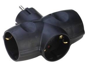Adaptador Schuko de triple salida TT negro 16A (Simon CL118314) - Product Image 1
