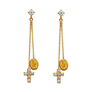 Top Design plaqué or alliage bijoux boucles d'oreilles à la mode chrétien religieux marie mère diamant clouté mode cerceau classique - Product Image 1