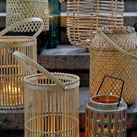 Lanternes porte-bougies en bambou, rotin ou bois, fabriquées à la main, style vintage, écologiques, personnalisables, pour la décoration intérieure, fabriquées au Vietnam.