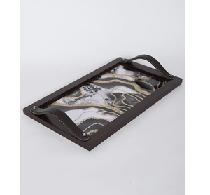 Bandeja de servicio de madera de forma cuadrada de latón AK en color madera natural Juego de 3 bandejas hechas a mano para utensilios de cocina/vajilla - Product Image 3