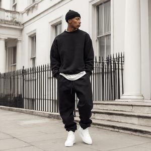 Conjunto Deportivo Unisex Extra Grande, Hombros Caídos, Cuello Redondo, Lavado Ácido, Color Sólido, Ecológico, Resistente al Viento, Estilo Urbano, Tejido Grueso - Product Image 4