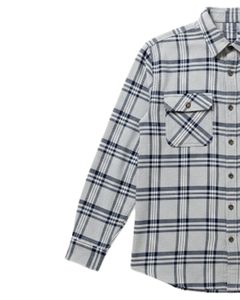 เสื้อเชิ้ตลายสก็อตแขนยาวผู้ชาย กระดุมผ่าหน้า สไตล์ลำลอง ผ้าแฟลนเนล สีเทาอ่อน สีน้ำเงินกรมท่า รับผลิตตามสั่ง ขายส่ง OEM - Product Image 3