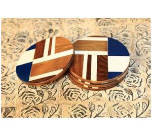 Posavasos de resina y madera Juego de posavasos de sublimación hechos a mano con aislamiento térmico personalizado Nurture posavasos de madera y resina - Product Image 2