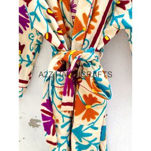 Suzani Hand Embroidered Kantha <b>Quilt</b> Kimono Jacket for Women All-Color Indian Handmade Front Open for <b>Summer</b> and Spring Wear - Product Image 4