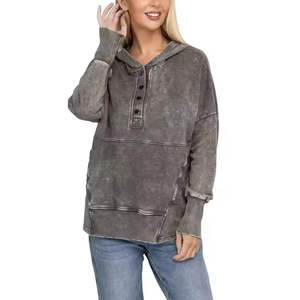 Sweat-shirts personnalisés en coton lourd délavé à l'acide, effet délavé au soleil, peinture éclaboussée, streetwear, anti-boulochage, respirant, pour femme - Product Image 1