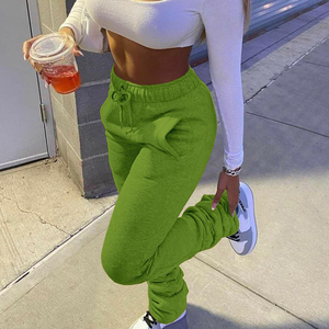 2024 Jogging Gym Women fleece Stacked Sweat Pants Causal Streetwear Custom fleece stack Pants - Product Image 4