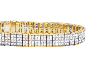 Design de luxe Hip Hop personnalisé élégant S925 argent jaune plaqué or entièrement glacé Moissanite diamant rond bracelet classique - Product Image 2