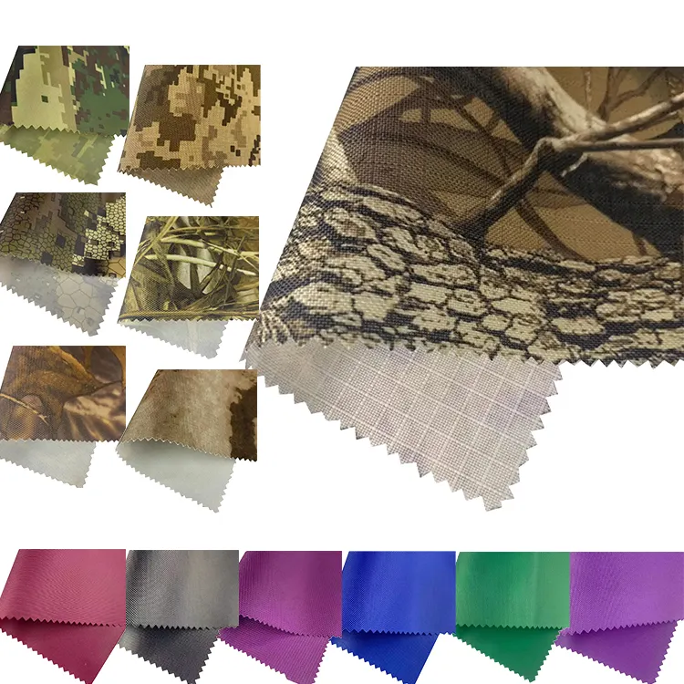 Giá rẻ ngụy trang Oxford Polyester vải cổ phiếu rất nhiều Ripstop RealTree bất cây Camo Vải Oxford vải không thấm nước 600D