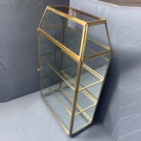 Étagères décoratives modernes en laiton et verre Artisan Design SH26 pour la décoration intérieure, vitrine et rangement, installation sur table, Inde