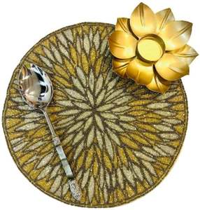 ชุดรูปแบบดอกไม้ตกแต่งโต๊ะที่หรูหราเสื่อลูกปัดสถานที่ที่ทำด้วยมือเสื่อตกแต่งบ้านสถานที่ลูกปัดเสื่อแฟนซีเสื่อปูโต๊ะเสื่อ - Product Image 5