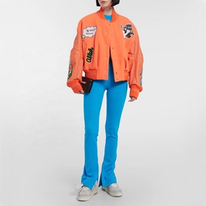 OEM Haute Qualité Toile Broderie Hommes Collège Personnalisé Baseball Bomber Letterman Crop Applique Imperméable Coupe-Vent Boxy Fit - Product Image 5