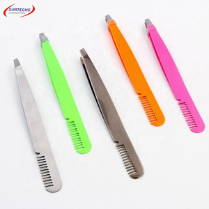 Alta calidad ESD Etiqueta Privada punta inclinada extensión de pestañas volumen pinzas para cejas conjunto precio al por mayor con embalaje en bolsa - Product Image 5